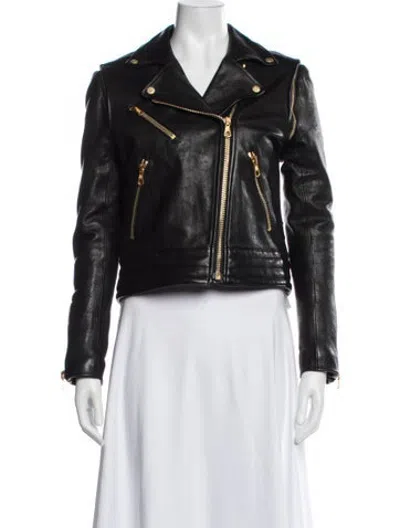 Pre-owned Rag & Bone Lamb Leather Biker Jacket In Black