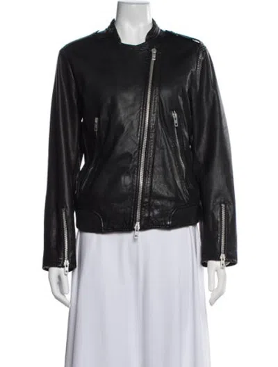 Pre-owned Rag & Bone Lamb Leather Biker Jacket In Black