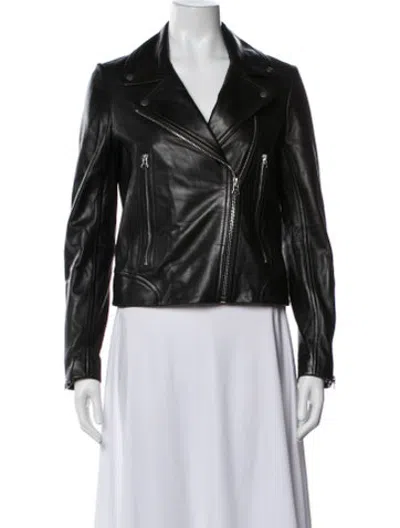 Pre-owned Rag & Bone Lamb Leather Biker Jacket In Black
