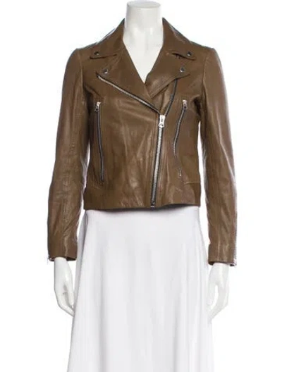 Pre-owned Rag & Bone Lamb Leather Biker Jacket In Brown