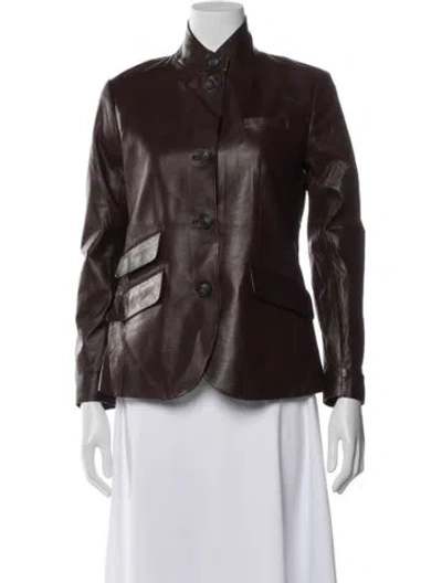 Pre-owned Rag & Bone Lamb Leather Biker Jacket In Brown