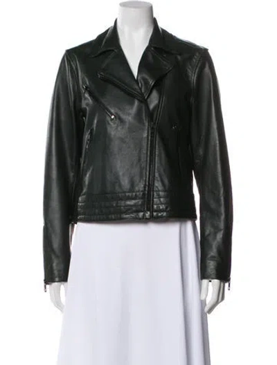 Pre-owned Rag & Bone Lamb Leather Biker Jacket In Green