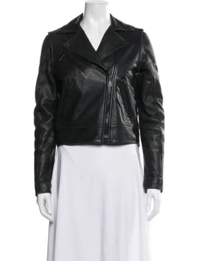 Pre-owned Rag & Bone Lamb Leather Biker Jacket In Green