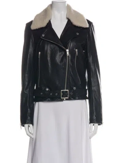 Pre-owned Rag & Bone Lamb Leather Biker Jacket In Green