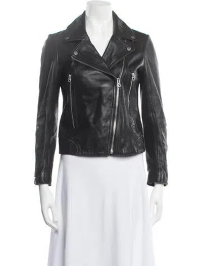 Pre-owned Rag & Bone Lamb Leather Biker Jacket In Grey