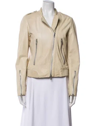 Pre-owned Rag & Bone Lamb Leather Biker Jacket In Neutral