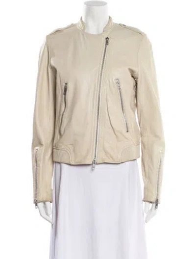 Pre-owned Rag & Bone Lamb Leather Biker Jacket In Neutral