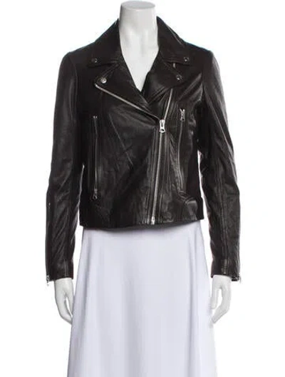 Pre-owned Rag & Bone Lamb Leather Biker Jacket W/ Tags In Black
