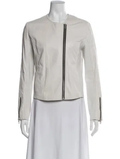 Pre-owned Rag & Bone Lamb Leather Biker Jacket In White