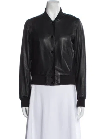Pre-owned Rag & Bone Lamb Leather Bomber Jacket In Black