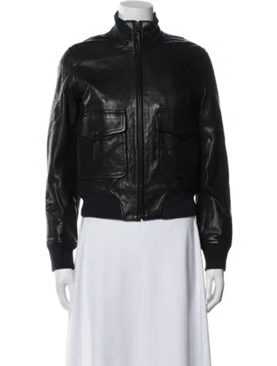 Pre-owned Rag & Bone Lamb Leather Bomber Jacket In Black