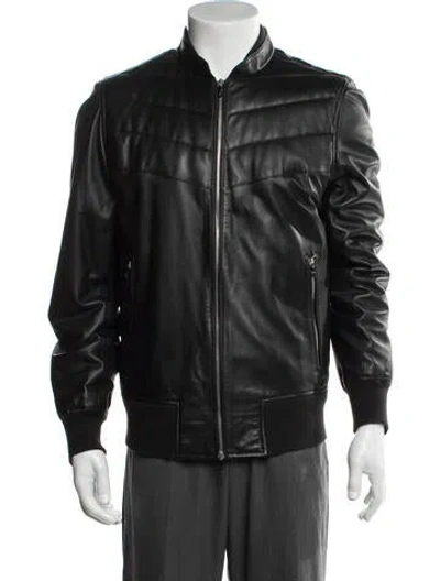 Pre-owned Rag & Bone Lamb Leather Bomber Jacket In Black