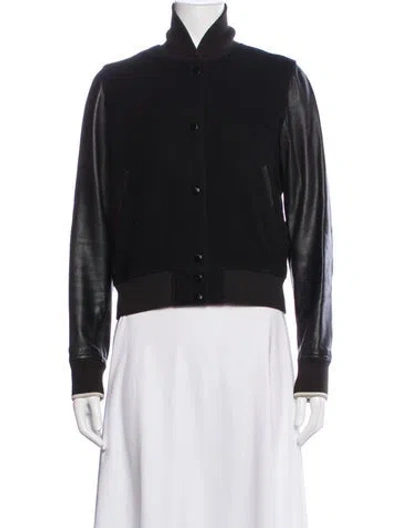 Pre-owned Rag & Bone Lamb Leather Bomber Jacket In Black