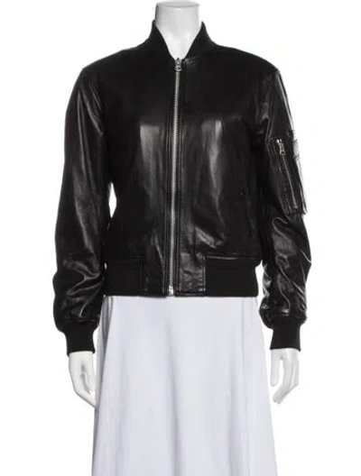 Pre-owned Rag & Bone Lamb Leather Bomber Jacket In Black