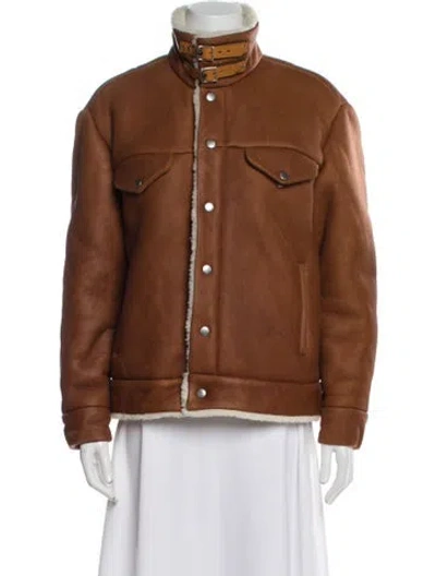 Pre-owned Rag & Bone Lamb Leather Bomber Jacket In Brown