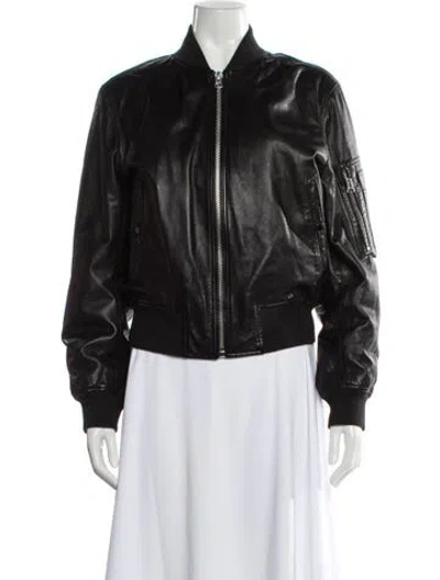 Pre-owned Rag & Bone Lamb Leather Bomber Jacket In Gray