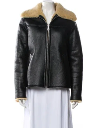 Pre-owned Rag & Bone Lamb Leather Colorblock Pattern Jacket In Black