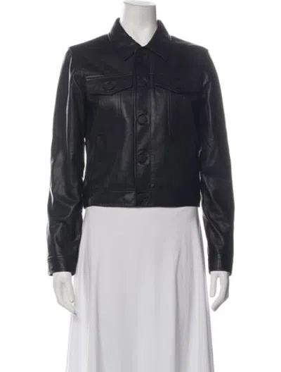 Pre-owned Rag & Bone Lamb Leather Denim Jacket In Black