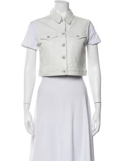 Pre-owned Rag & Bone Lamb Leather Denim Jacket In White