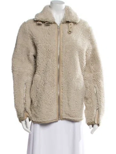 Pre-owned Rag & Bone Lamb Leather Faux Fur Jacket In Neutral