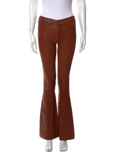 Pre-owned Rag & Bone Lamb Leather Flared Pants In Brown