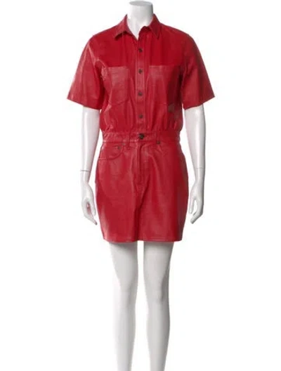 Pre-owned Rag & Bone Lamb Leather Mini Dress In Red