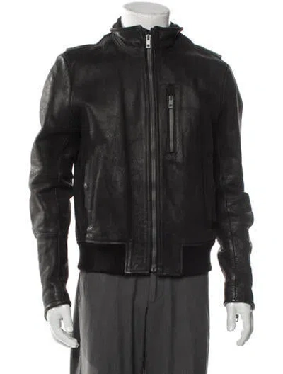 Pre-owned Rag & Bone Lamb Leather Moto Jacket In Gray