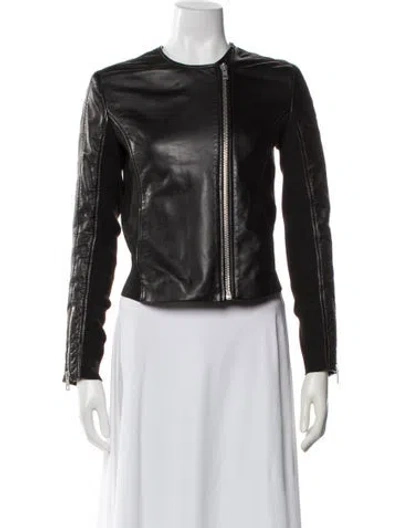 Pre-owned Rag & Bone Lamb Leather Printed Biker Jacket In Gray