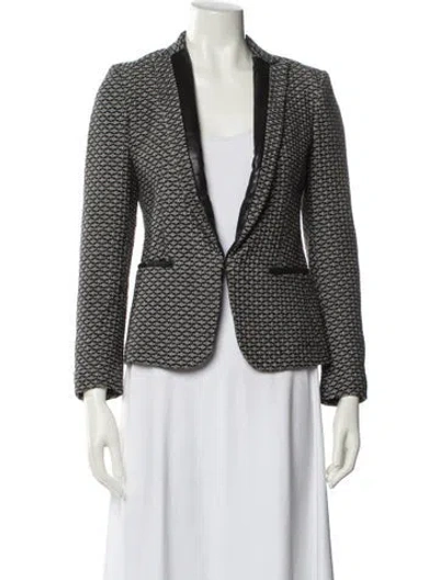 Pre-owned Rag & Bone Lamb Leather Printed Blazer In Black