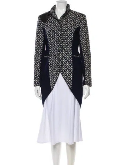 Pre-owned Rag & Bone Lamb Leather Printed Coat In Blue