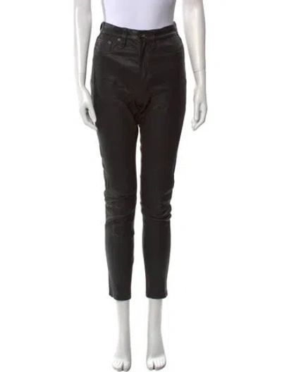 Pre-owned Rag & Bone Lamb Leather Skinny Leg Pants In Black