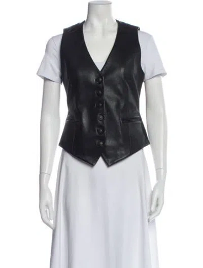Pre-owned Rag & Bone Lamb Leather Vest In Black