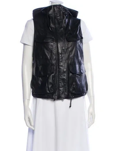 Pre-owned Rag & Bone Lamb Leather Vest In Black