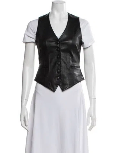 Pre-owned Rag & Bone Lamb Leather Vest In Black