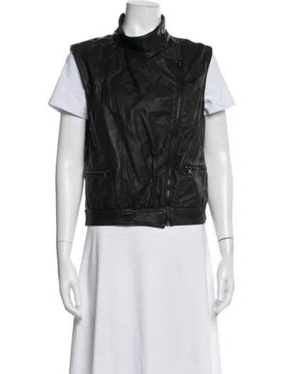 Pre-owned Rag & Bone Lamb Leather Vest In Black