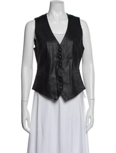 Pre-owned Rag & Bone Lamb Leather Vest In Black