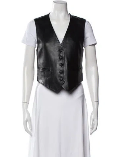 Pre-owned Rag & Bone Lamb Leather Vest W/ Tags In Black