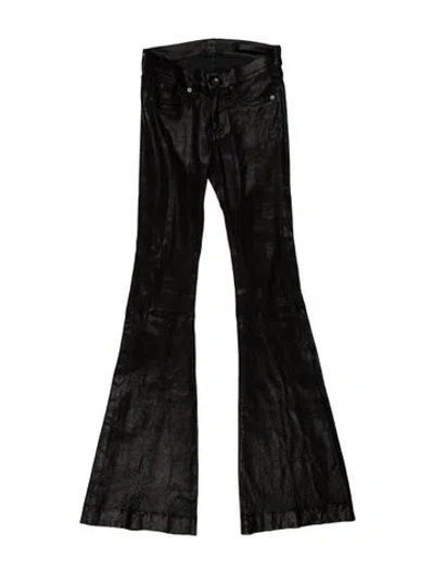 Pre-owned Rag & Bone Lamb Leather Wide Leg Pants In Black