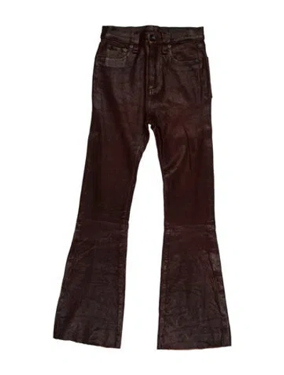 Pre-owned Rag & Bone Lambskin Straight Leg Pants In Black