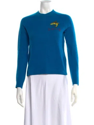 Pre-owned Rag & Bone Lambswool Graphic Print Sweater In Blue