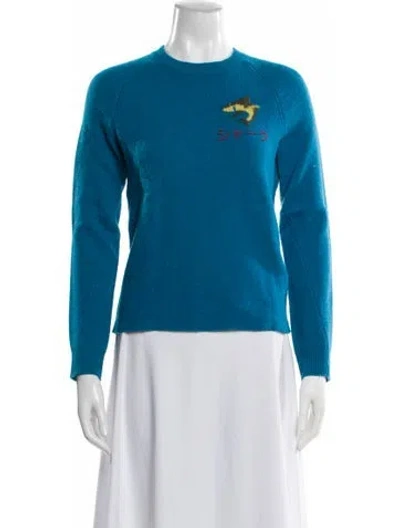 Pre-owned Rag & Bone Lambswool Graphic Print Sweater In Blue