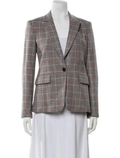 Pre-owned Rag & Bone Lambswool Plaid Print Blazer In Gray