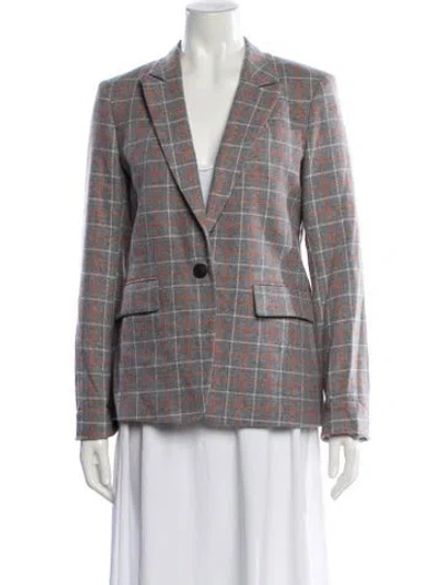 Pre-owned Rag & Bone Lambswool Plaid Print Blazer In Gray