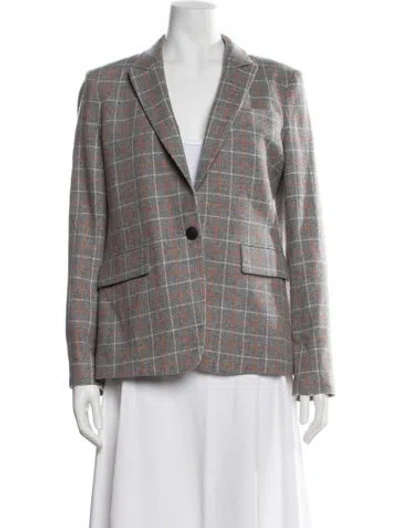 Pre-owned Rag & Bone Lambswool Plaid Print Blazer In Gray