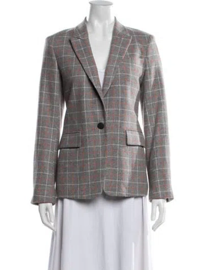 Pre-owned Rag & Bone Lambswool Plaid Print Blazer In Gray