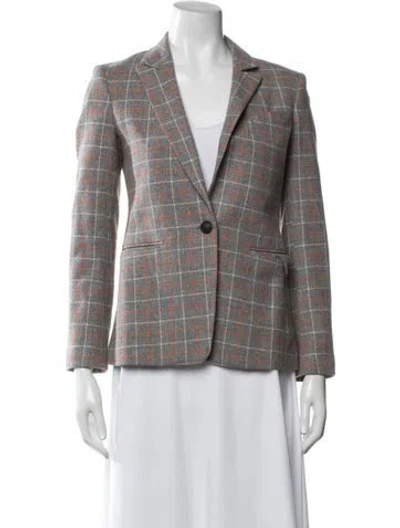 Pre-owned Rag & Bone Lambswool Plaid Print Blazer In Grey