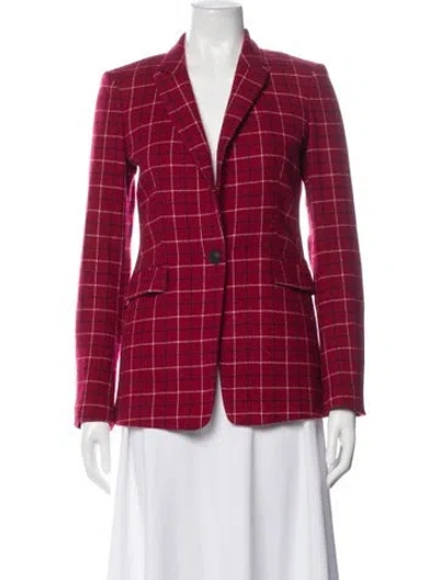 Pre-owned Rag & Bone Lambswool Plaid Print Blazer In Pink