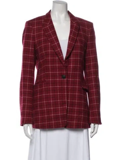 Pre-owned Rag & Bone Lambswool Plaid Print Blazer In Red