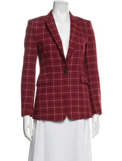 Pre-owned Rag & Bone Lambswool Plaid Print Blazer In Red