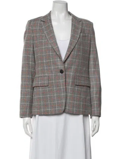 Pre-owned Rag & Bone Lambswool Plaid Print Blazer W/ Tags In Gray